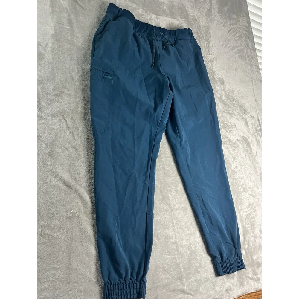 Euphoria Womens Scrubs Large Blue Jogger Drawstring Medical Uniform Cargo